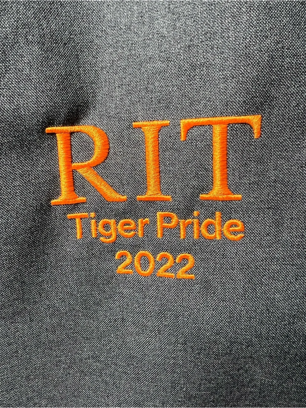 New CHAMPION Charcoal Gray Laptop Backpack w/ “RIT Tiger Pride 2022” Embroidery
